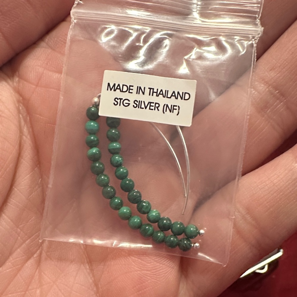 Malachite Bead and 925 Drop Earrings - Unbranded - Picture 2 of 2